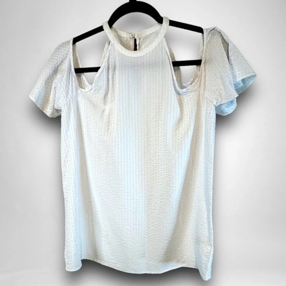 MICHAEL Michael Kors  WHITE TOP COLD SHOULDERS SIZE XSMALL  Viscose / Cotton - Picture 1 of 7